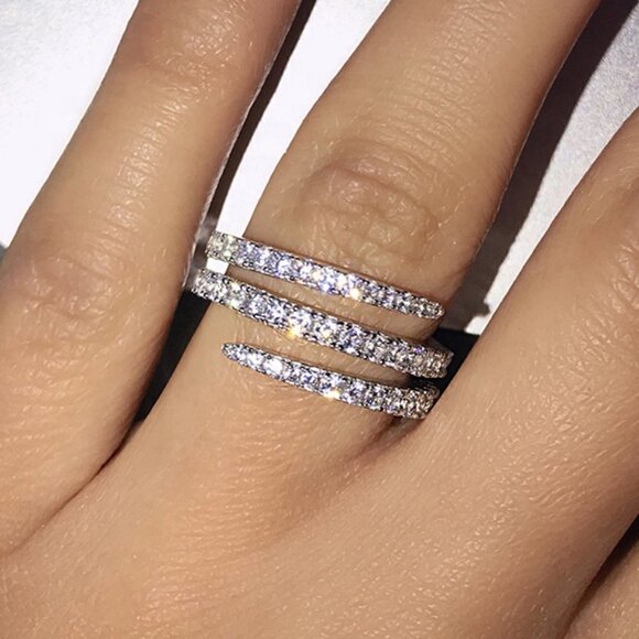 ✨Fever Macro Pave Beautiful Thin Stackable Rings for Women, MARR9197 - Picture 3 of 6